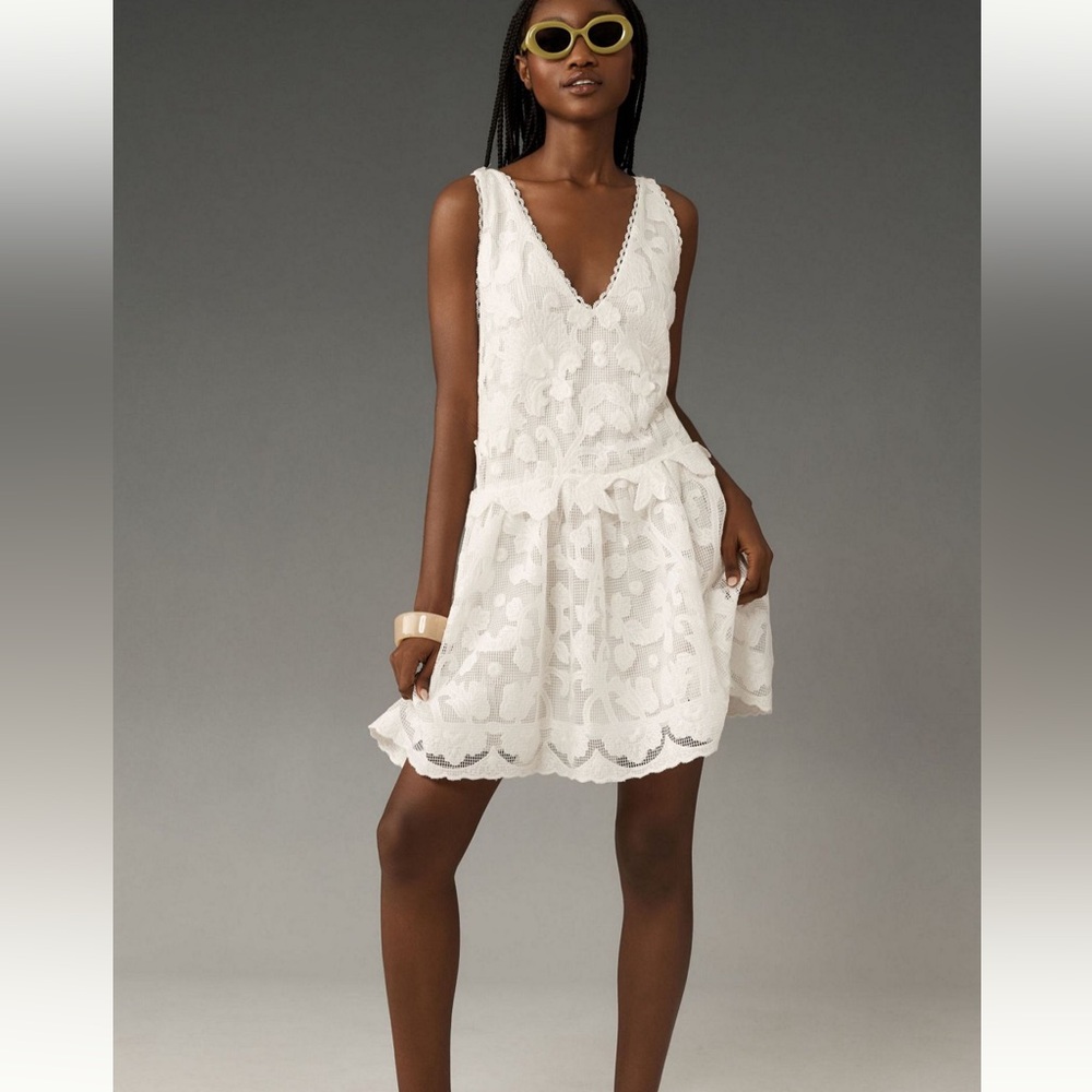 Anthropologie White Mini Dress